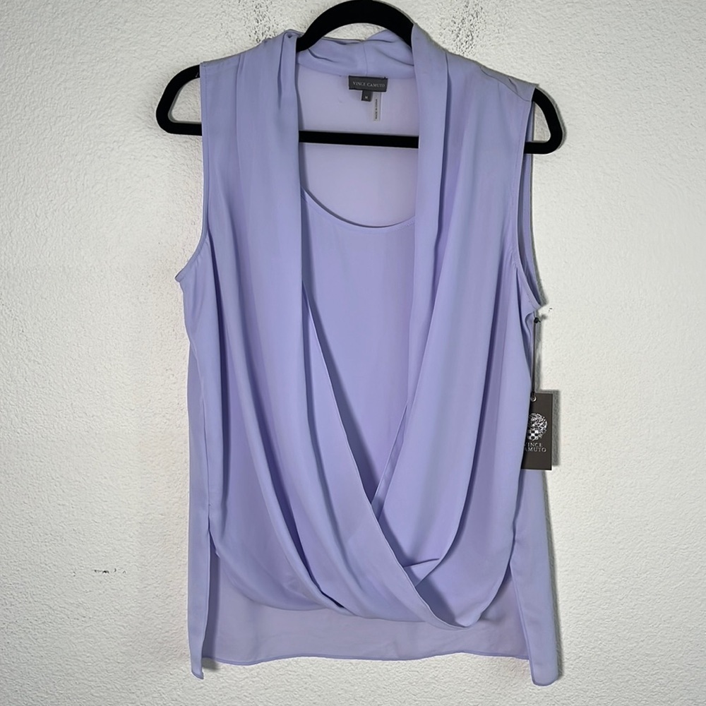 New Vince Camuto Lavender Draped Sleeveless Blouse - Picture 4 of 9